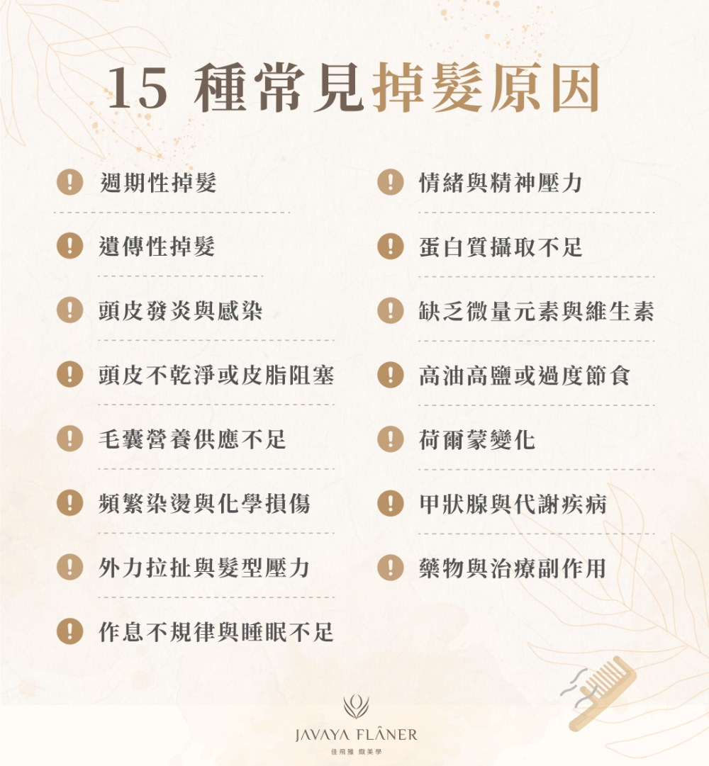 15 種常見掉髮原因