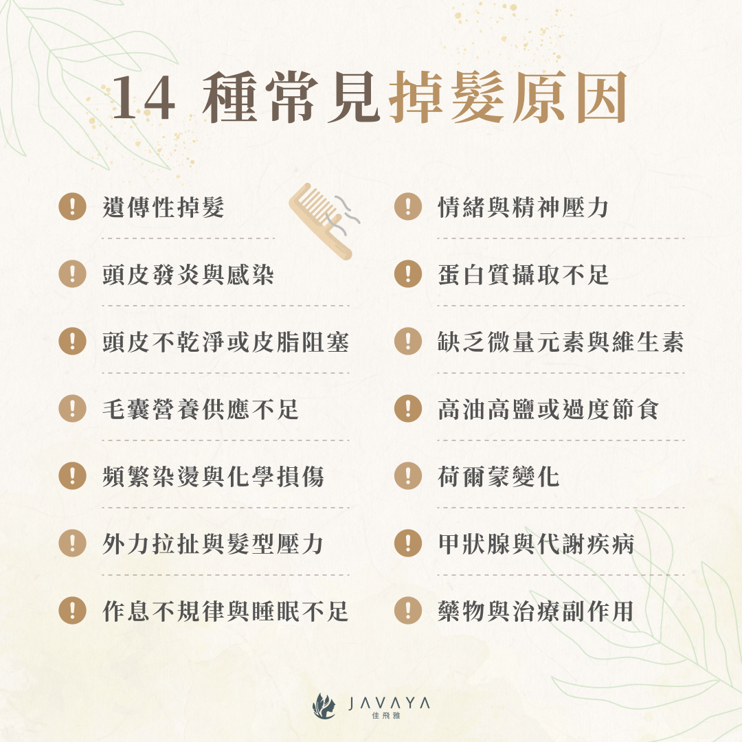 14 種常見掉髮原因